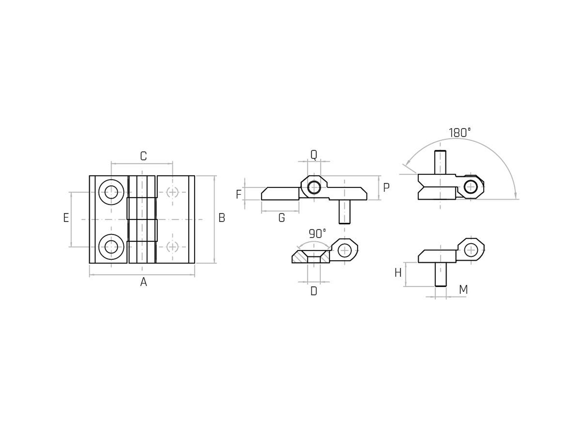 Flat hinge with pin and through hole CHROME ZAMA - CZC/AC - Range Flat hinge with pin and through hole CHROME ZAMA - CZC/AC - Range